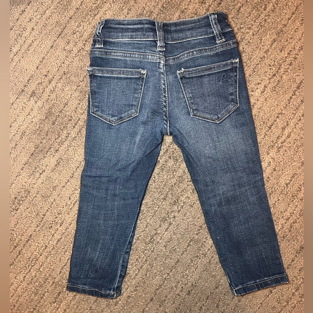 DL1961 Toddler Dark Denim White Side Stripe Chloe Skinny Jeans- Size 2T - Picture 6 of 10
